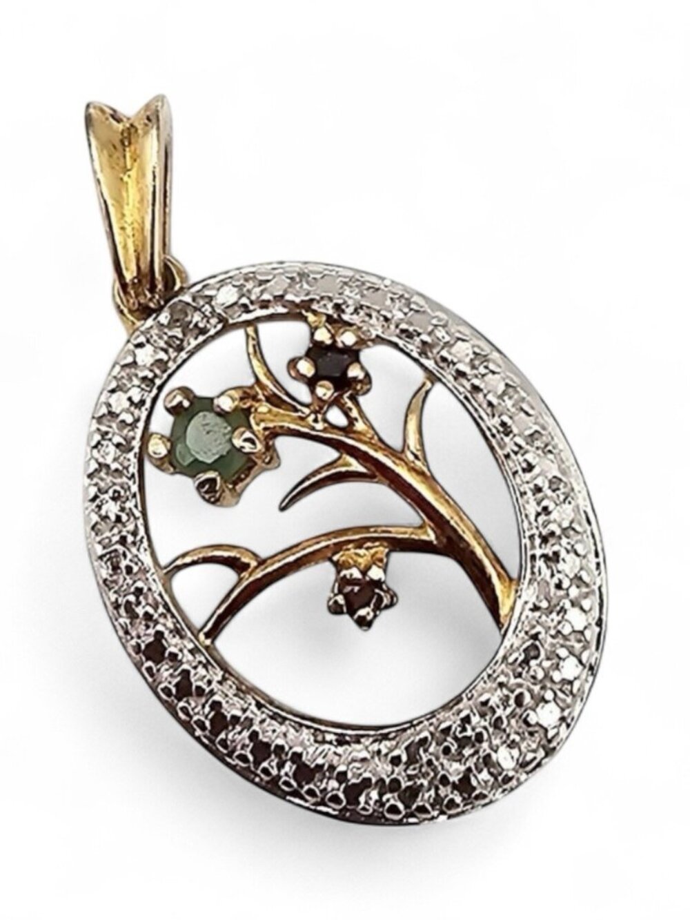 Ross Simons Vermeil Two Tone Emerald Sapphire Ruby Pendant 925 Sterling Silver